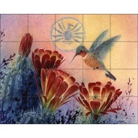 Southwest Tile Backsplash Ceramic Mural Morrow Cactus Hummingbird Art RW-KM015   112749218030
